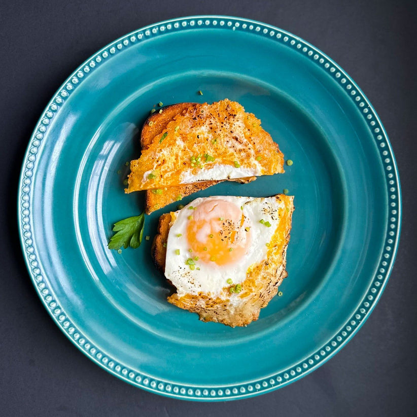 Fried Cheese & Egg Open-Faced Sandwich