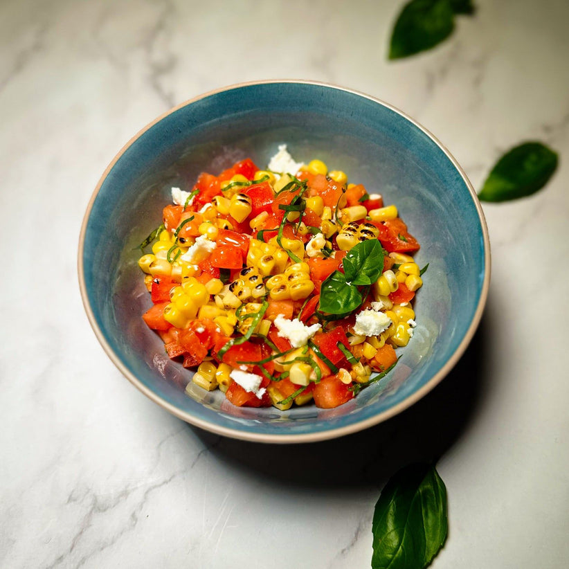 Grilled Corn, Basil, & Tomato Salad